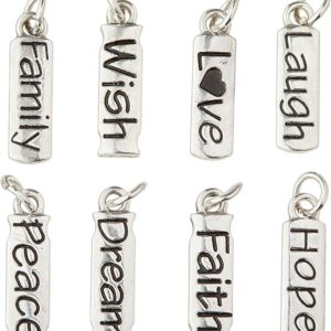 12 Packs: 8 ct. (96 total) Word Tag Charms