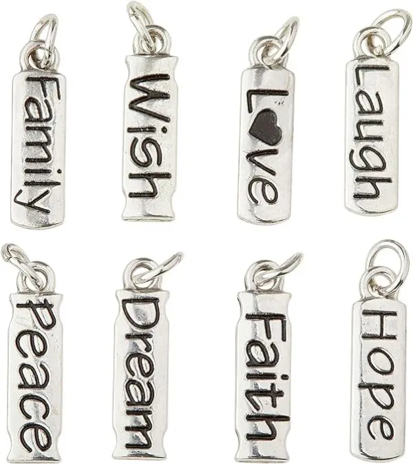 12 Packs: 8 ct. (96 total) Word Tag Charms