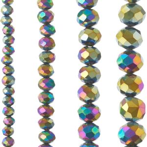 Black Aurora Borealis Faceted Glass Rondelle Bead Strands by Bead Landing™