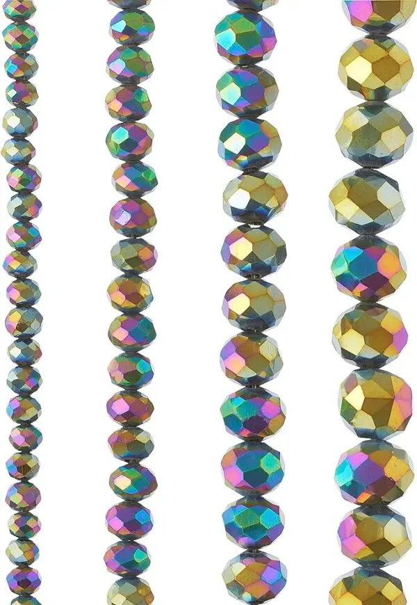 Black Aurora Borealis Faceted Glass Rondelle Bead Strands by Bead Landing™